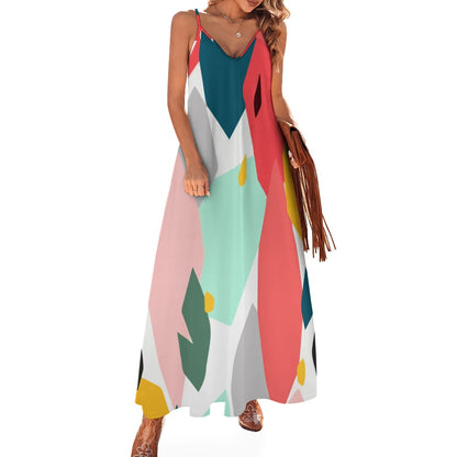 Ptahra B Multi-Color Sling Ankle Long Dress
