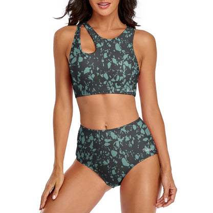 Women's Stone Pattern Split Swimsuit