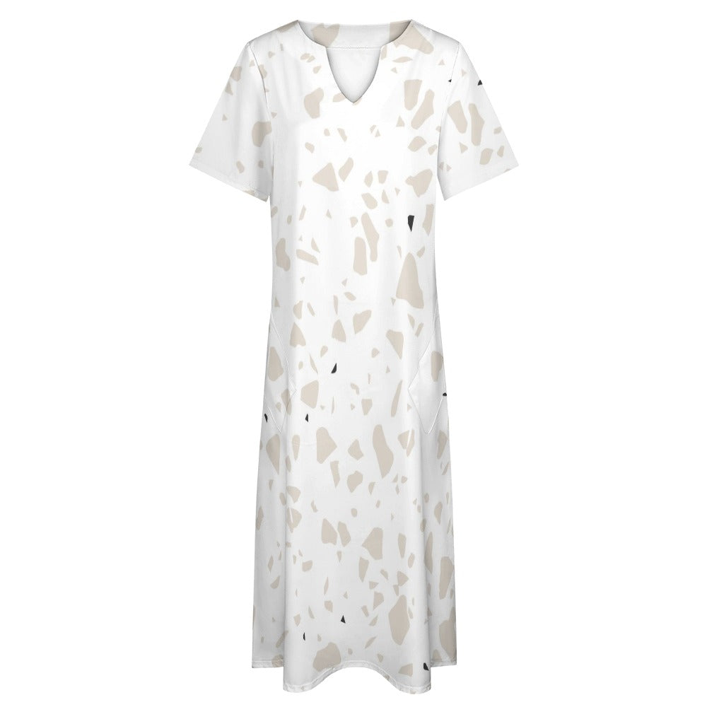 Light stone Pattern 7-Point Sleeve Dress