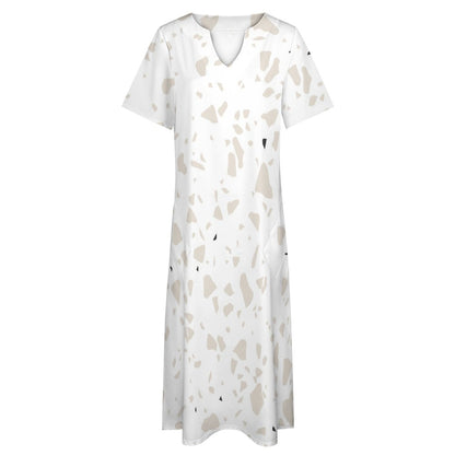 Light stone Pattern 7-Point Sleeve Dress