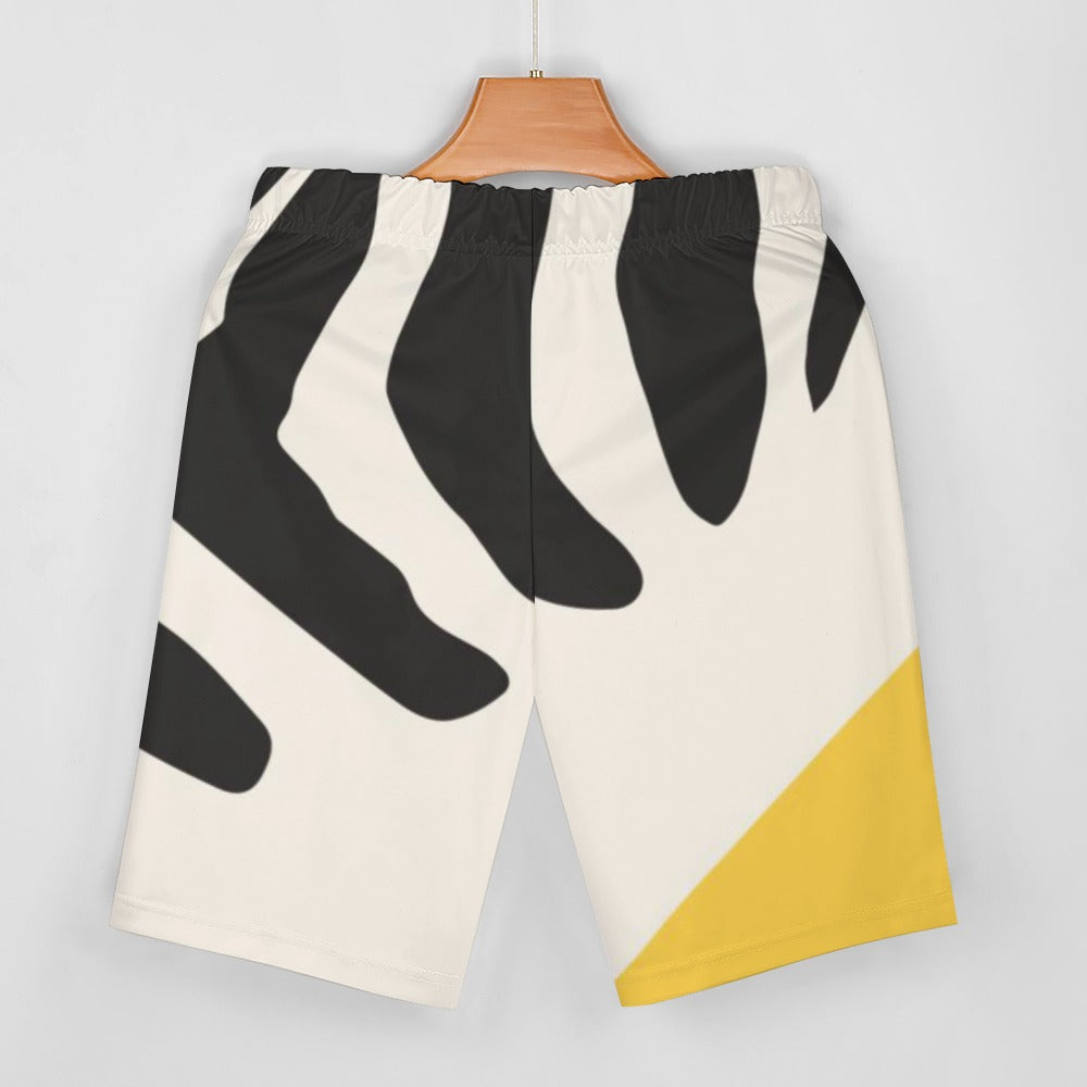 Women's Zebra Pattern/Yellow Stripe V-Neck Bat Sleeve Two Piece Set
