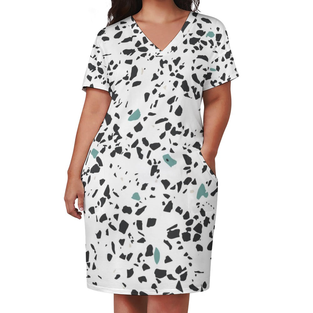 Women's Stone Pattern Loose pocket dress