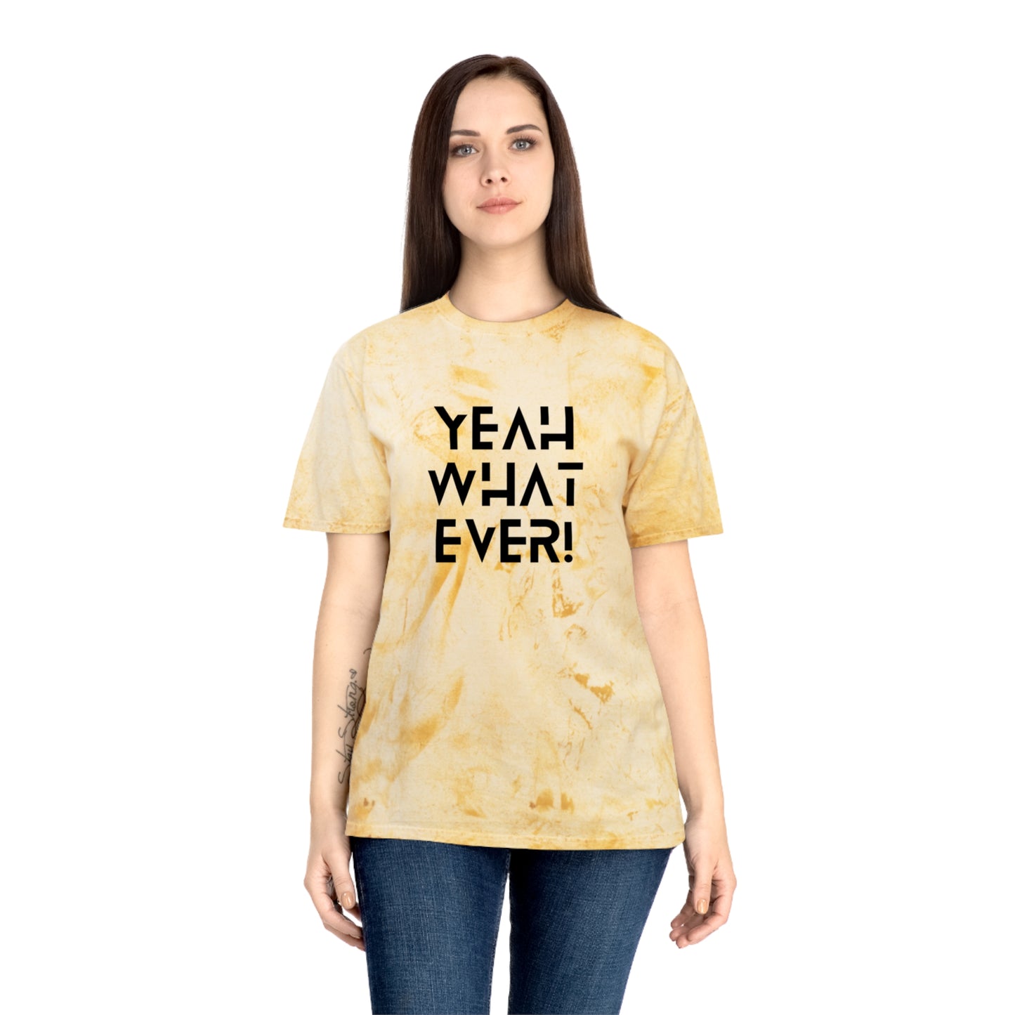 Ptahra Vibrant Statement T-Shirt with 'Yeah Whatever' Design, Trendy Casual Wear, Gift for Friends, Summer Style, Streetwear Essential