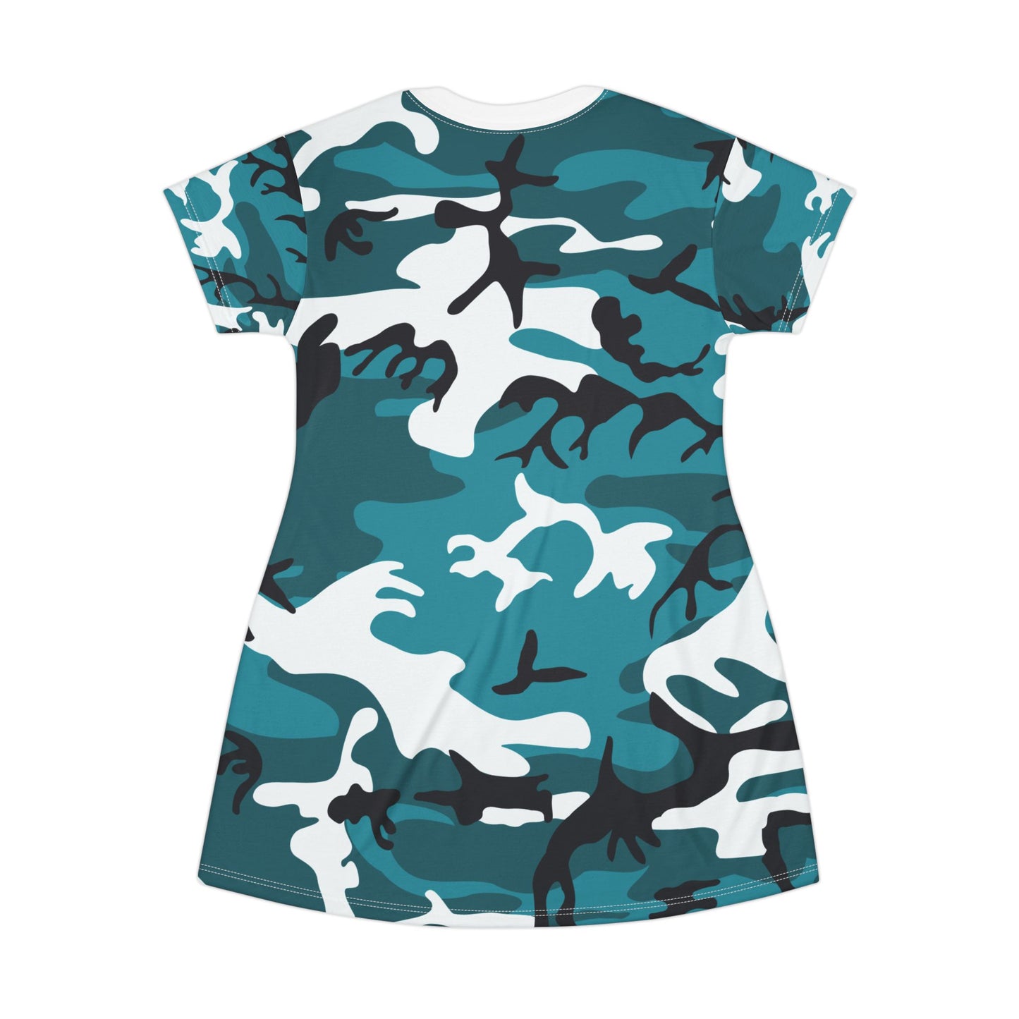 Ptahra B Stylish Turquoise Camo T-Shirt Dress