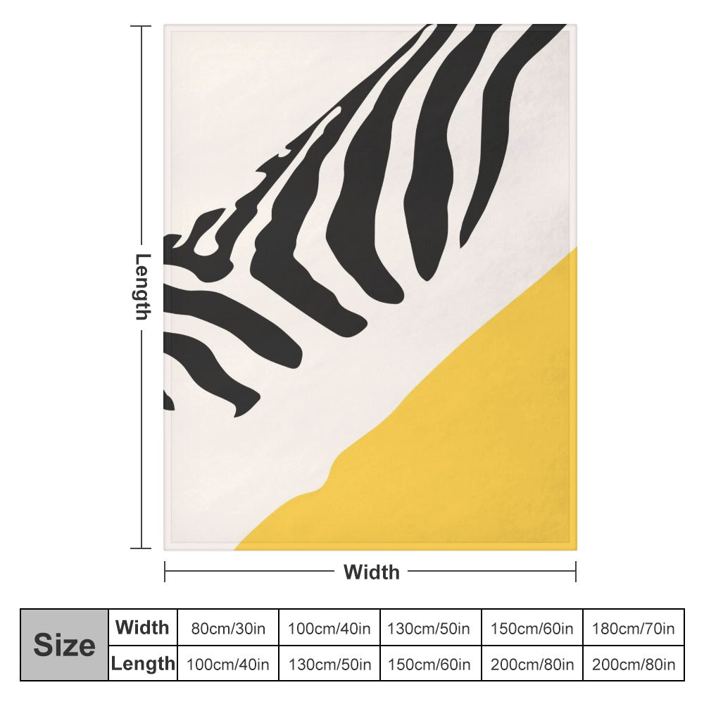 Ptahra B White/Yellow/Black Zebra Design Ultra-Soft Flannel Blanket