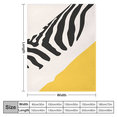 Ptahra B White/Yellow/Black Zebra Design Ultra-Soft Flannel Blanket