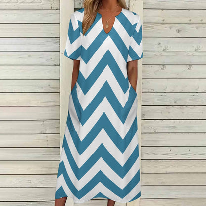 Zigzag Pattern 7-Point s=Sleeve Dress
