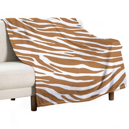 Ptahra B Brown Zebra Design Ultra-Soft Flannel Blanket Multiple Sizes