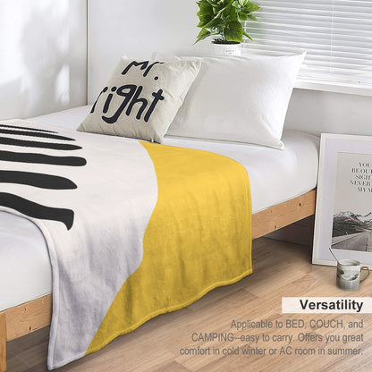 Ptahra B White/Yellow/Black Zebra Design Ultra-Soft Flannel Blanket