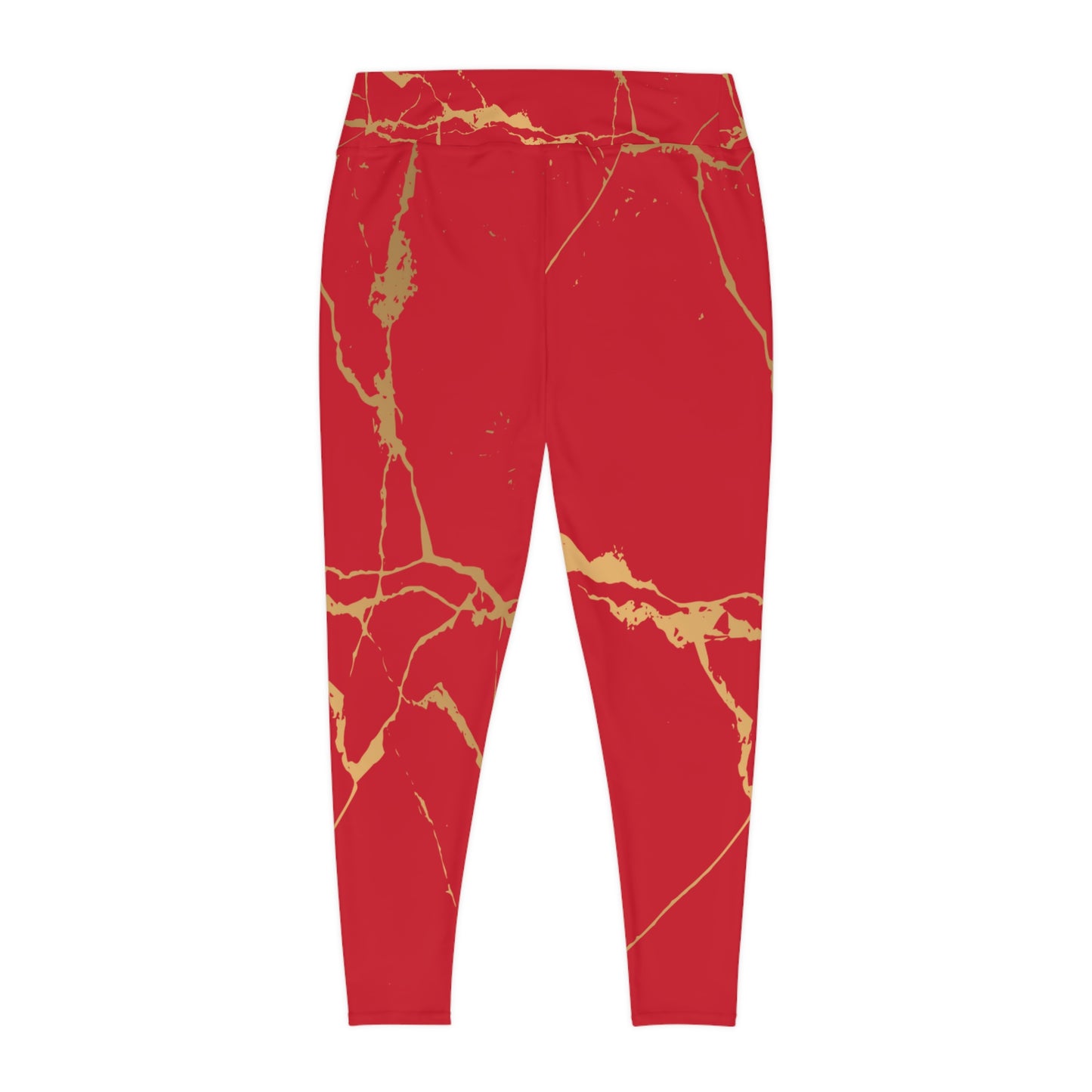 Ptahra B Red Marble Print Stylish Plus Size Leggings