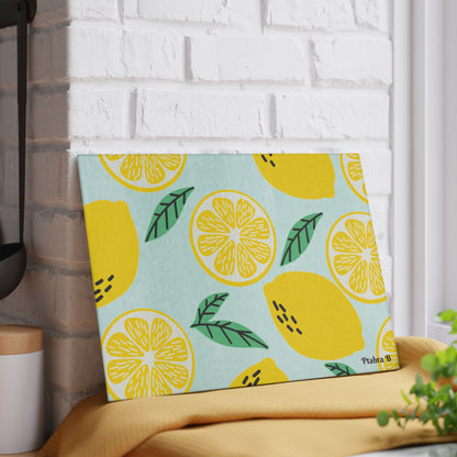 Ptahra B Citrus Lemon Glass Cutting Board | Kitchen Decor, Gift for Chefs, Cooking Essentials, Lemon Lover Gift, Summer Party Supplies