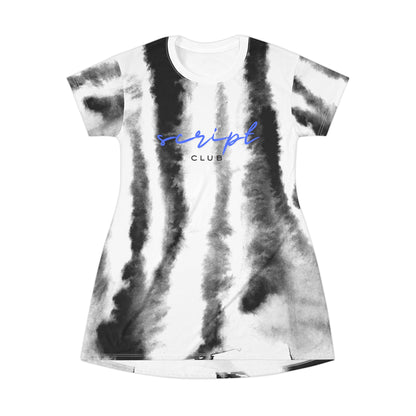 Black/White Tye-Dye T-Shirt Dress