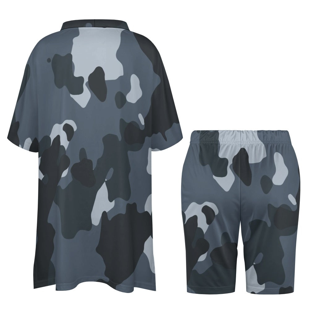 Women's Grey Camo V-Neck Bat Sleeve Two Piece Set