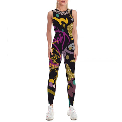 Ptahra B Black/Gold/Multi-Color Ladies Bodysuit