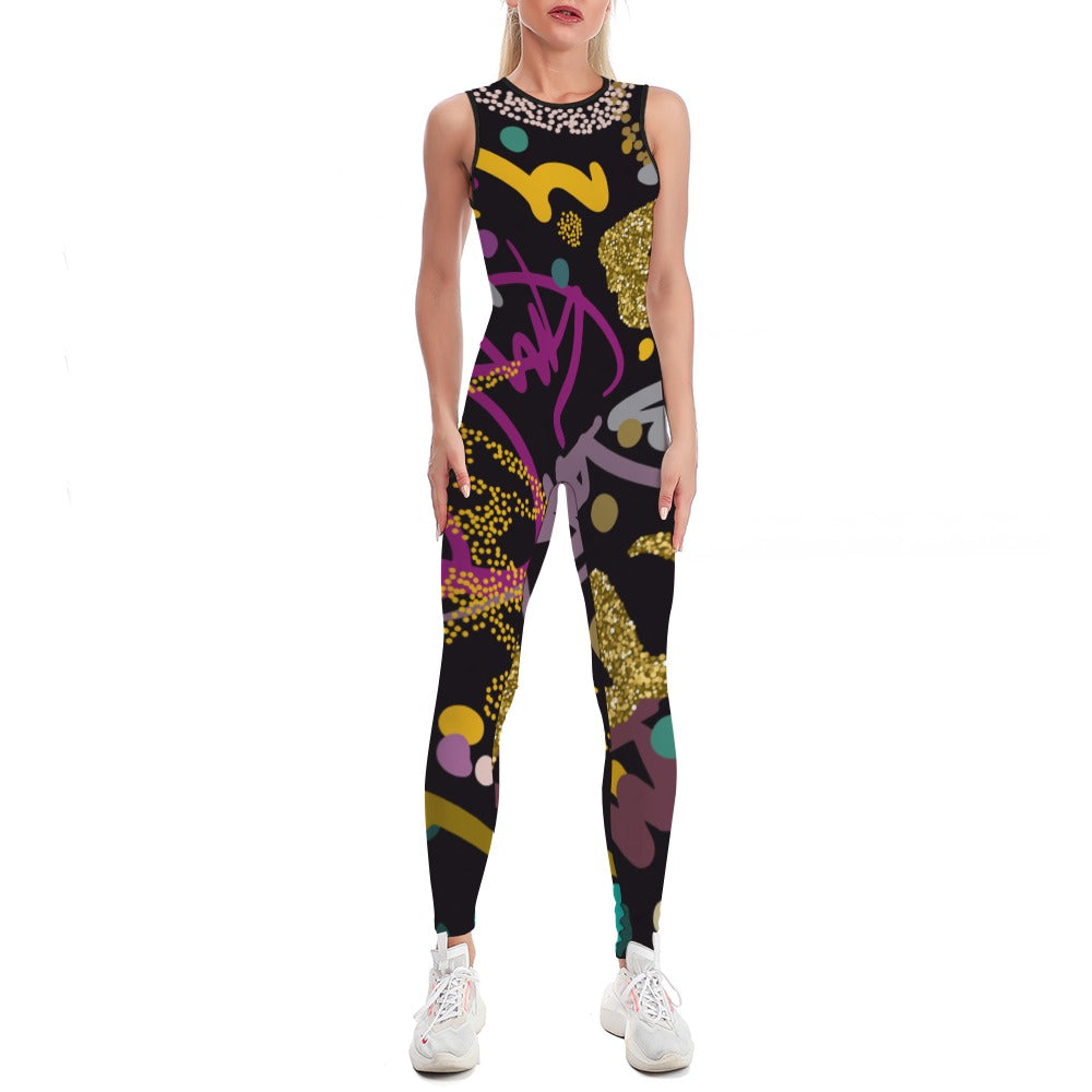 Ptahra B Black/Gold/Multi-Color Ladies Bodysuit