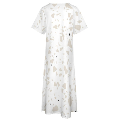 Light stone Pattern 7-Point Sleeve Dress