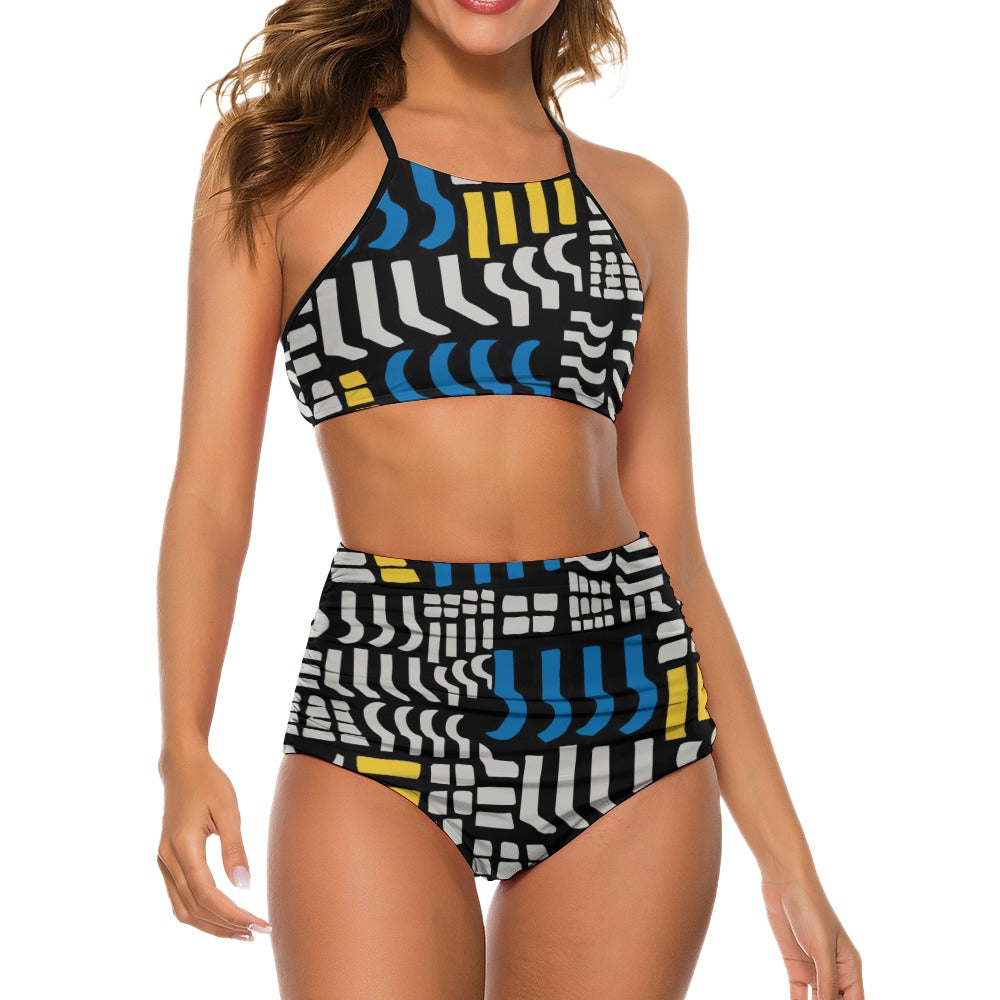 Ptahra B Cute Suspender Two Piece Bikini Swimsuit