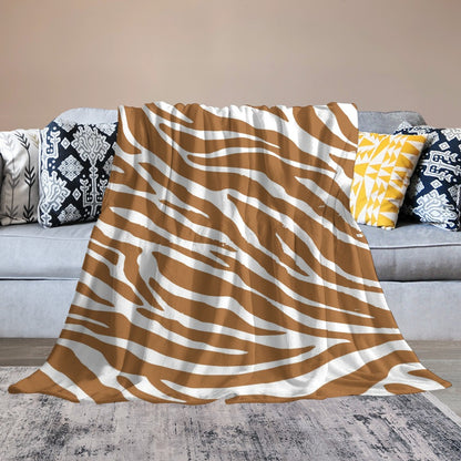 Ptahra B Brown Zebra Design Ultra-Soft Flannel Blanket Multiple Sizes