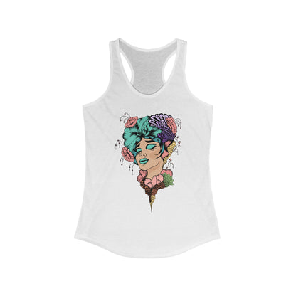 Ptahra B Artistic Floral Graphic Tank Top, Summer Vacation Apparel, Boho Style Top, Gift for Her, Festival Wear