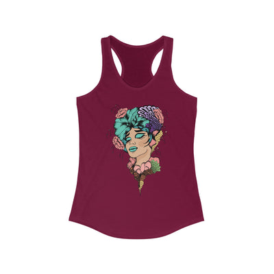 Ptahra B Artistic Floral Graphic Tank Top, Summer Vacation Apparel, Boho Style Top, Gift for Her, Festival Wear