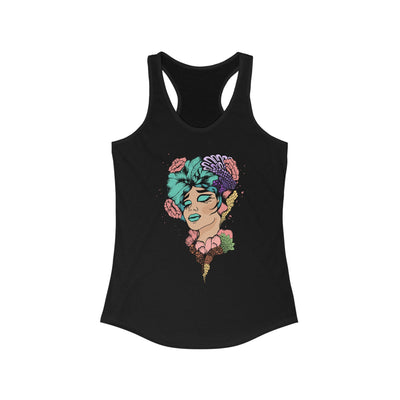 Ptahra B Artistic Floral Graphic Tank Top, Summer Vacation Apparel, Boho Style Top, Gift for Her, Festival Wear