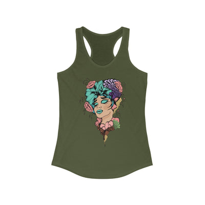 Ptahra B Artistic Floral Graphic Tank Top, Summer Vacation Apparel, Boho Style Top, Gift for Her, Festival Wear