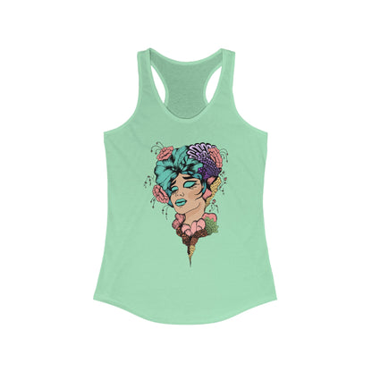 Ptahra B Artistic Floral Graphic Tank Top, Summer Vacation Apparel, Boho Style Top, Gift for Her, Festival Wear