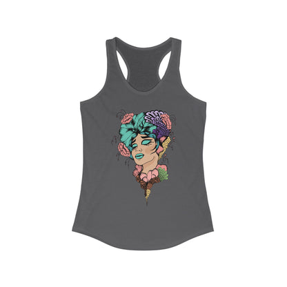 Ptahra B Artistic Floral Graphic Tank Top, Summer Vacation Apparel, Boho Style Top, Gift for Her, Festival Wear