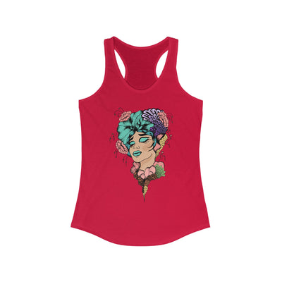 Ptahra B Artistic Floral Graphic Tank Top, Summer Vacation Apparel, Boho Style Top, Gift for Her, Festival Wear