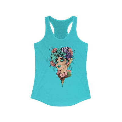 Ptahra B Artistic Floral Graphic Tank Top, Summer Vacation Apparel, Boho Style Top, Gift for Her, Festival Wear
