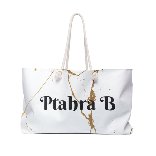 Ptahra B White/Marble Weekender Bag