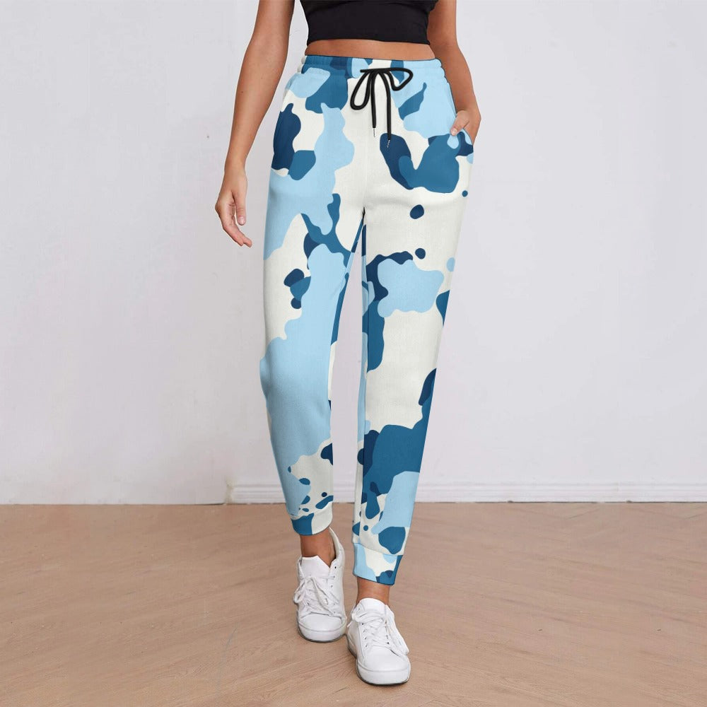 Ptahra B Women's Light Blue Camo Fully Print Sweatpants