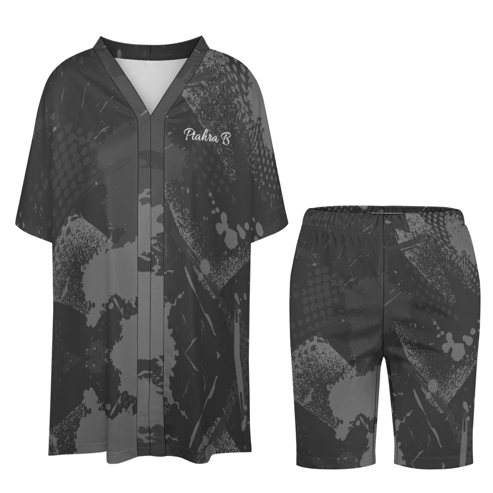 V-neck Bat Sleeve Two Piece Set