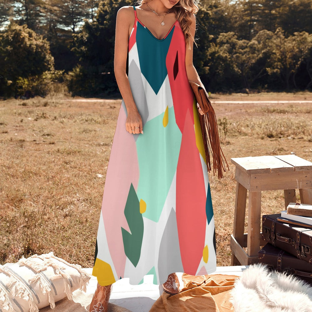 Ptahra B Multi-Color Sling Ankle Long Dress