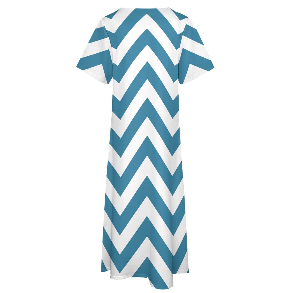 Zigzag Pattern 7-Point s=Sleeve Dress