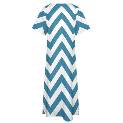 Zigzag Pattern 7-Point s=Sleeve Dress