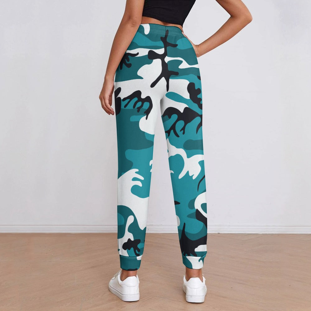 Ptahra B Women's Turquoise Camo Fully Print Sweatpants