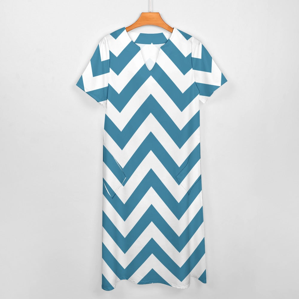 Zigzag Pattern 7-Point s=Sleeve Dress