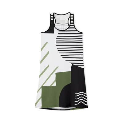 Ptahra B Abstract Geometric Women's Racerback Dress, Trendy Summer Dress, Casual Wear, Vacation Outfit, Gift for Her, Modern Fashion