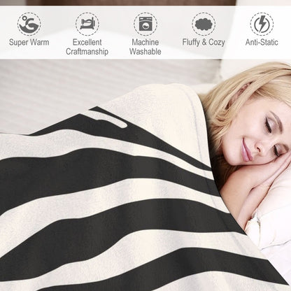 Ptahra B White/Yellow/Black Zebra Design Ultra-Soft Flannel Blanket