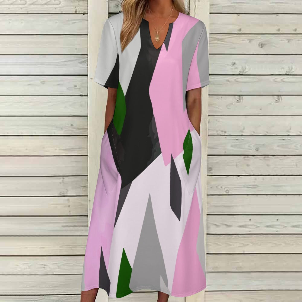 Multi-Color 7-Point Sleeve Dress