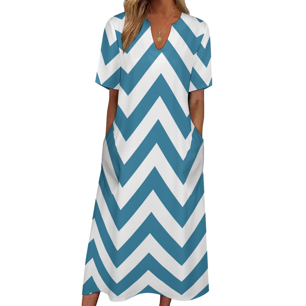 Zigzag Pattern 7-Point s=Sleeve Dress