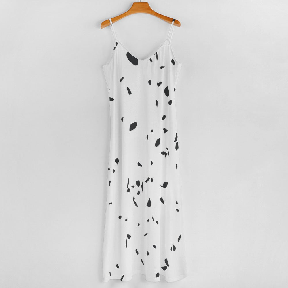 Ptahra B White/Black Stone Sling Ankle Long Dress