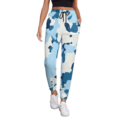 Ptahra B Women's Light Blue Camo Fully Print Sweatpants