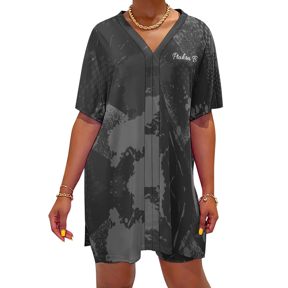 V-neck Bat Sleeve Two Piece Set