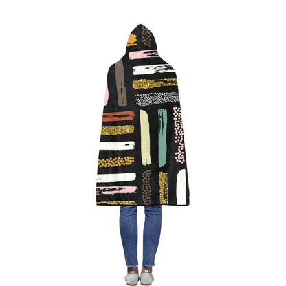 Ptahra B Black/Multi-Color Flannel Hooded Blanket 50"x60"