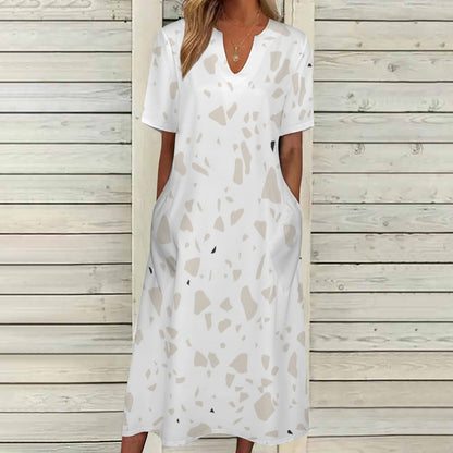 Light stone Pattern 7-Point Sleeve Dress