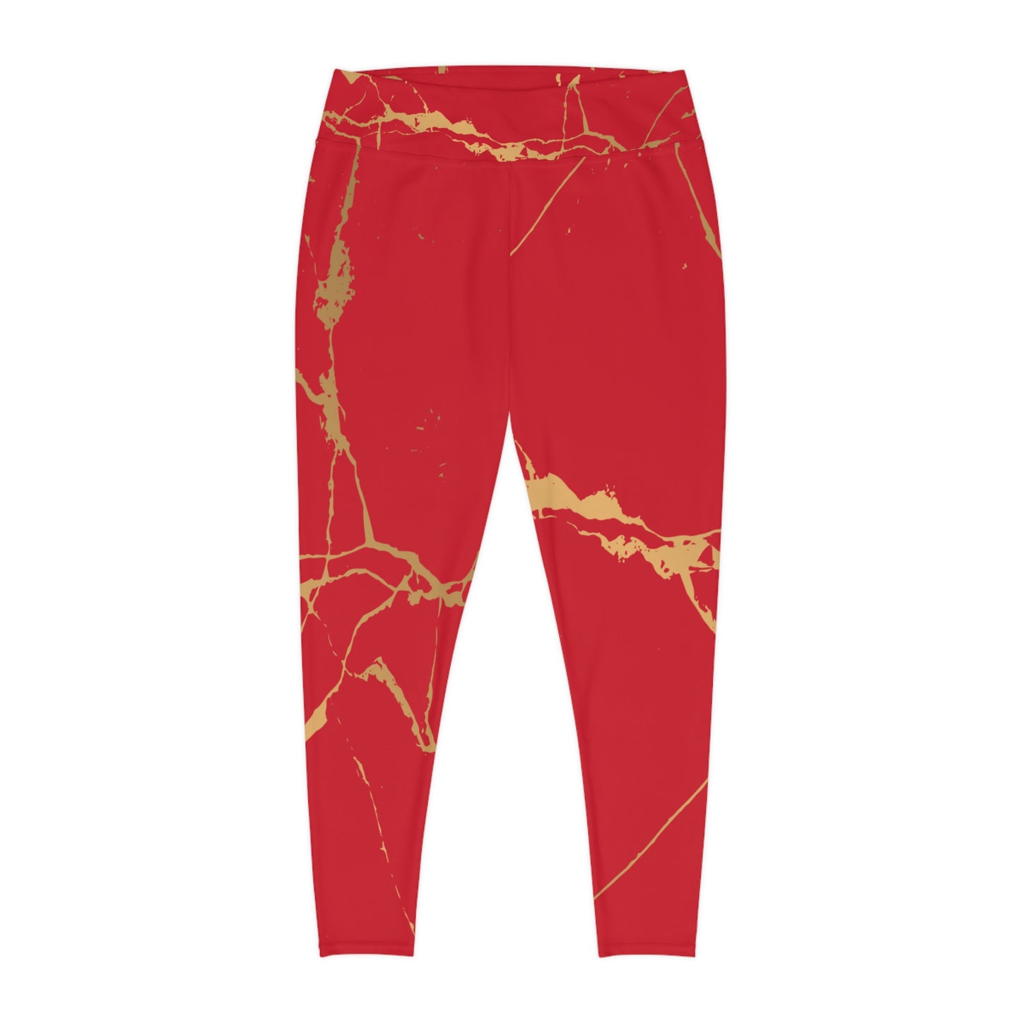 Ptahra B Red Marble Print Stylish Plus Size Leggings