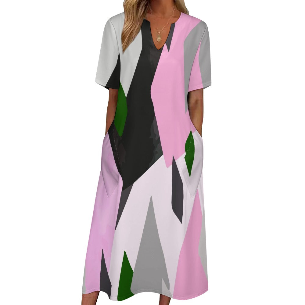 Multi-Color 7-Point Sleeve Dress