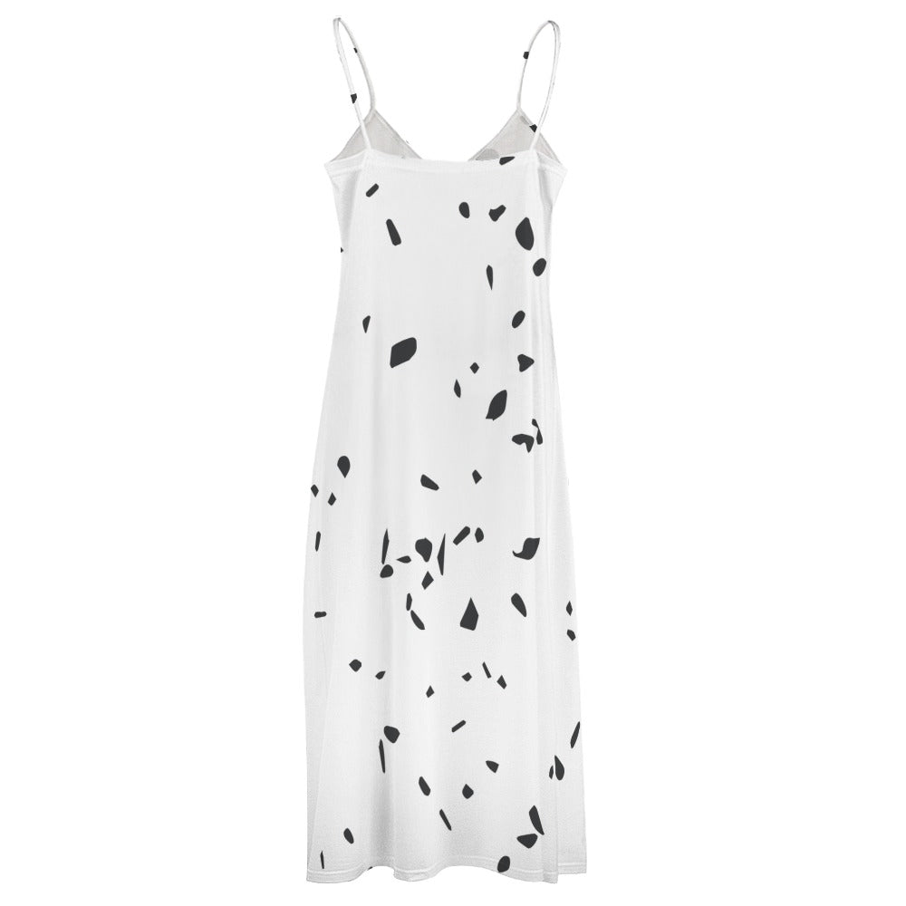 Ptahra B White/Black Stone Sling Ankle Long Dress